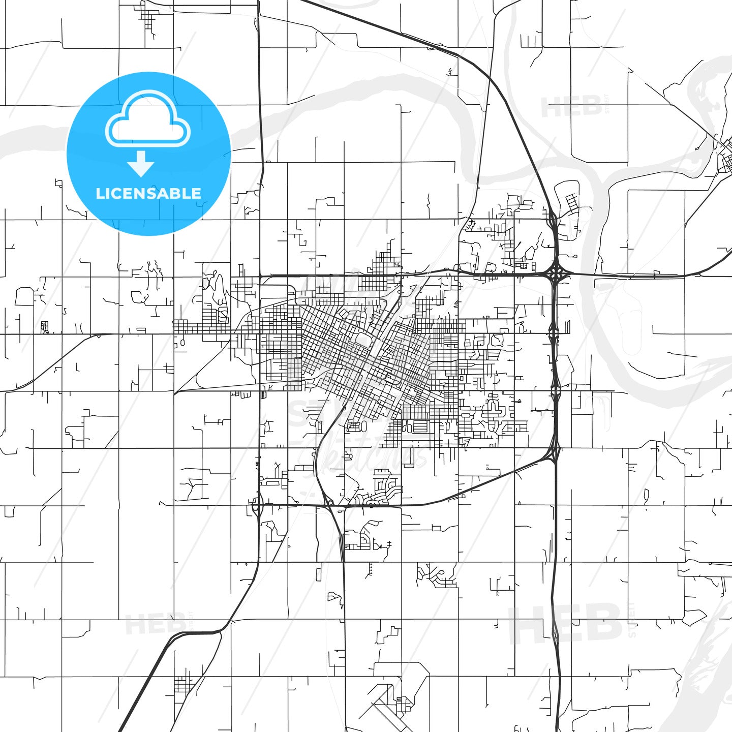 Muskogee, Oklahoma - Area Map - Light