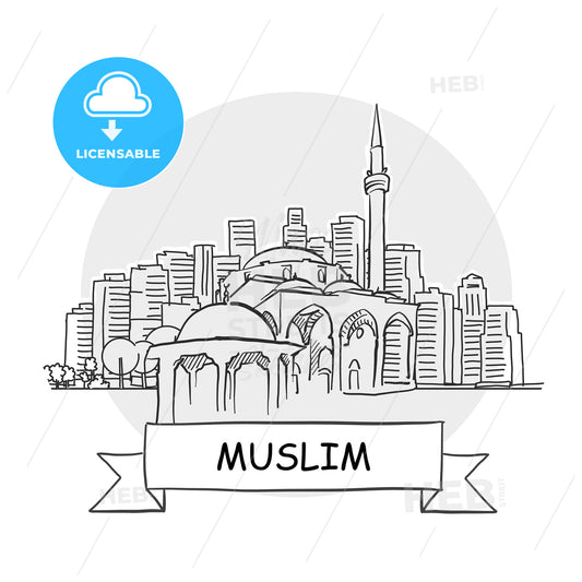 Muslim hand-drawn urban vector sign – instant download