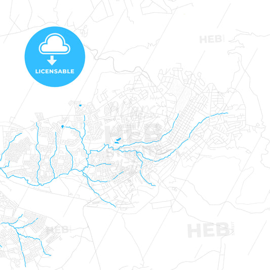 Mutare, Zimbabwe PDF vector map with water in focus