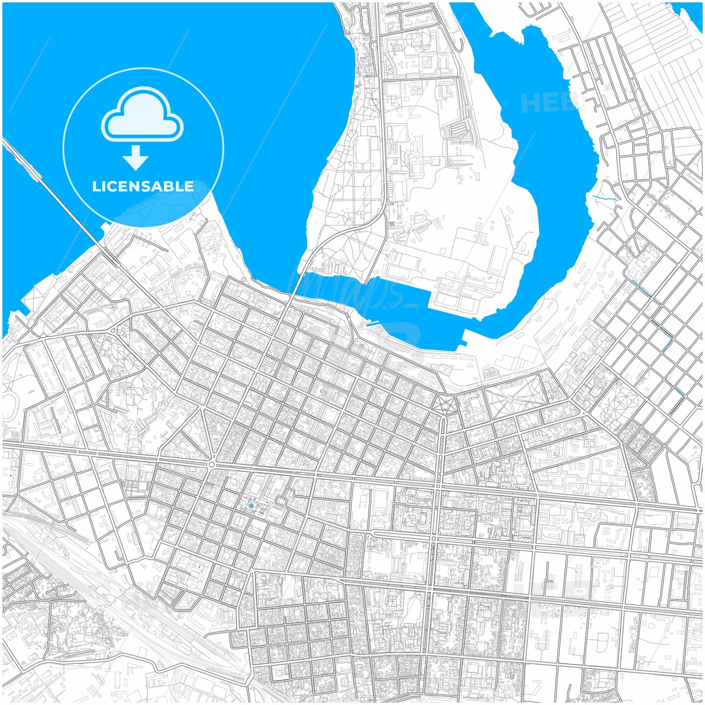 Mykolaiv, Mykolaiv Oblast, Ukraine, city map with high quality roads.