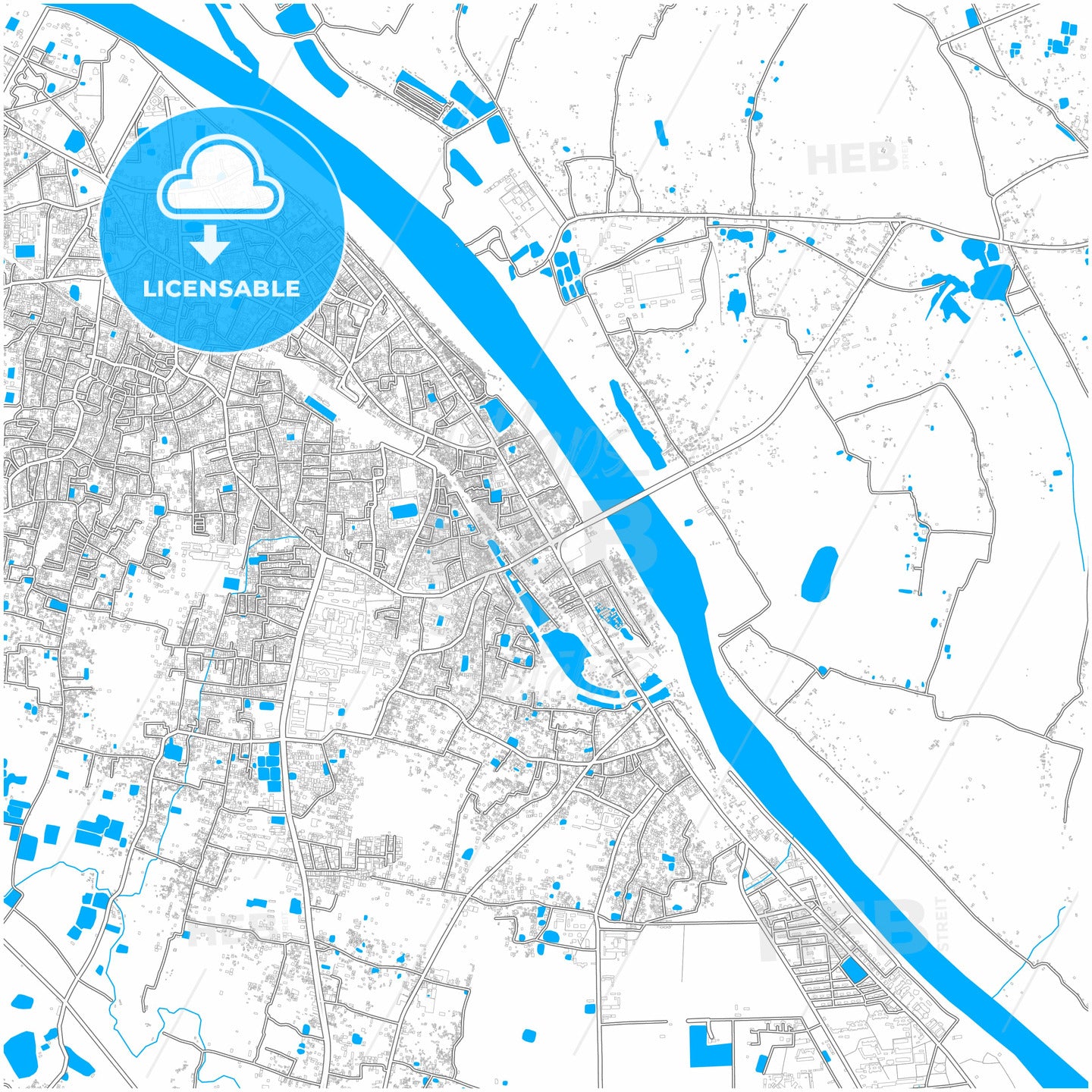 Mymensingh, Mymensingh, Bangladesh, city map with high quality roads.