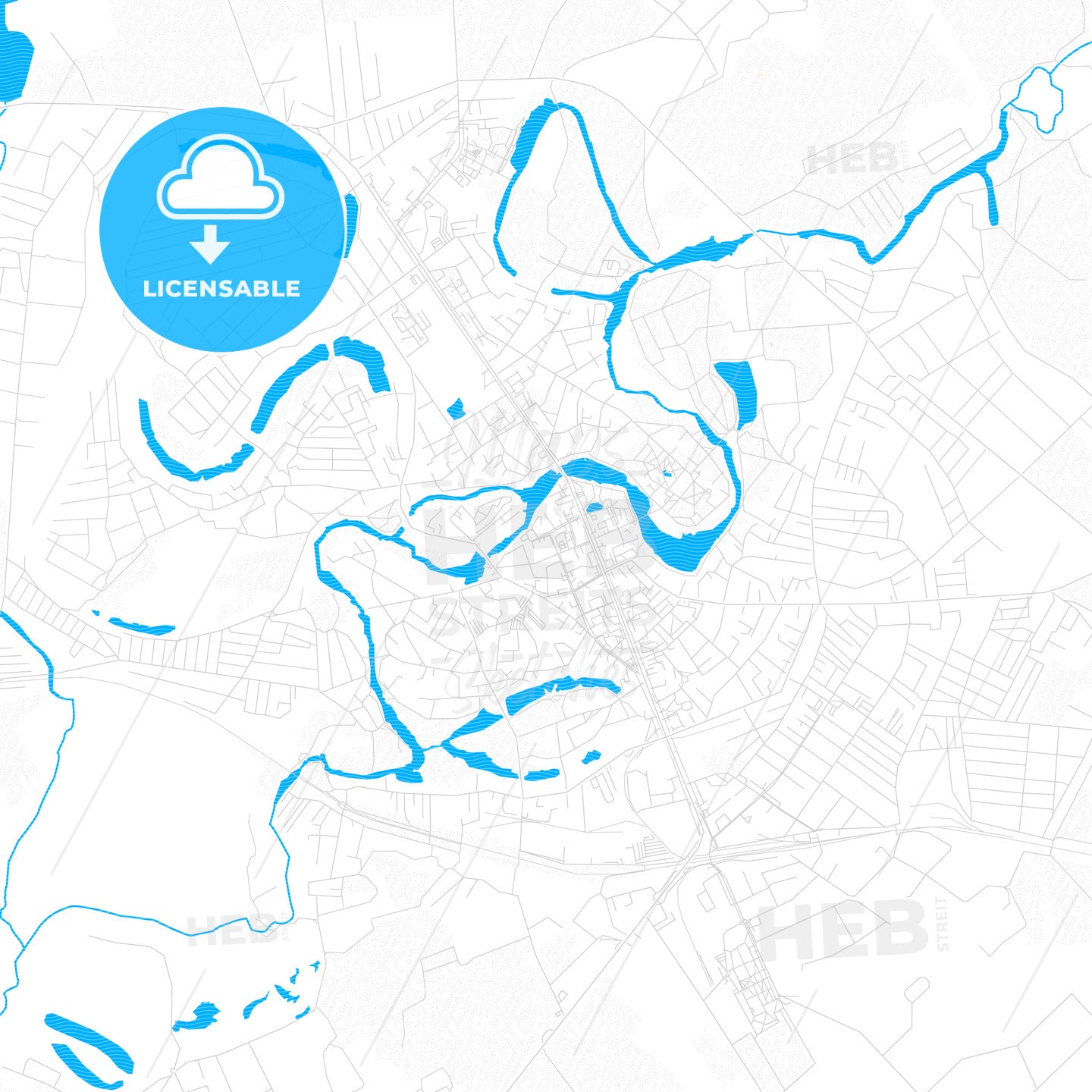 Myrhorod, Ukraine PDF vector map with water in focus