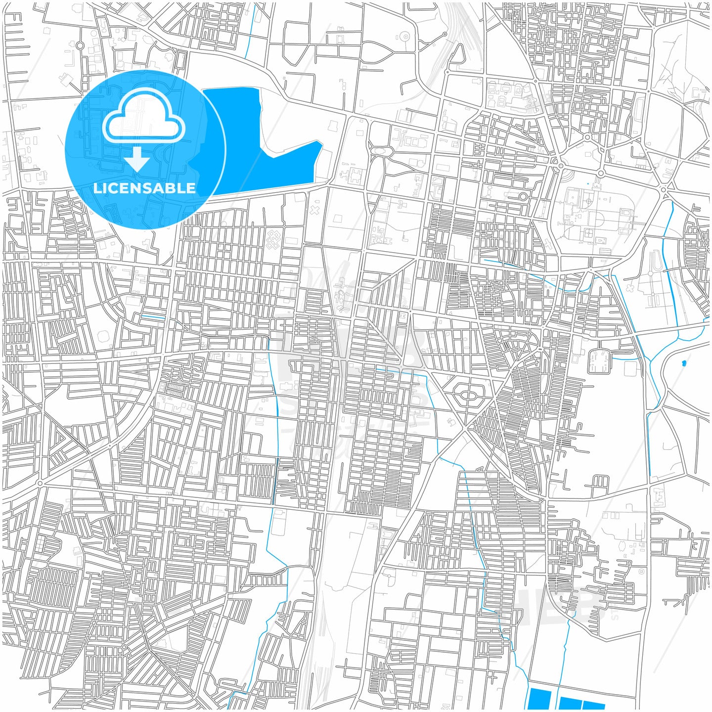 Mysore, Karnataka, India, city map with high quality roads.