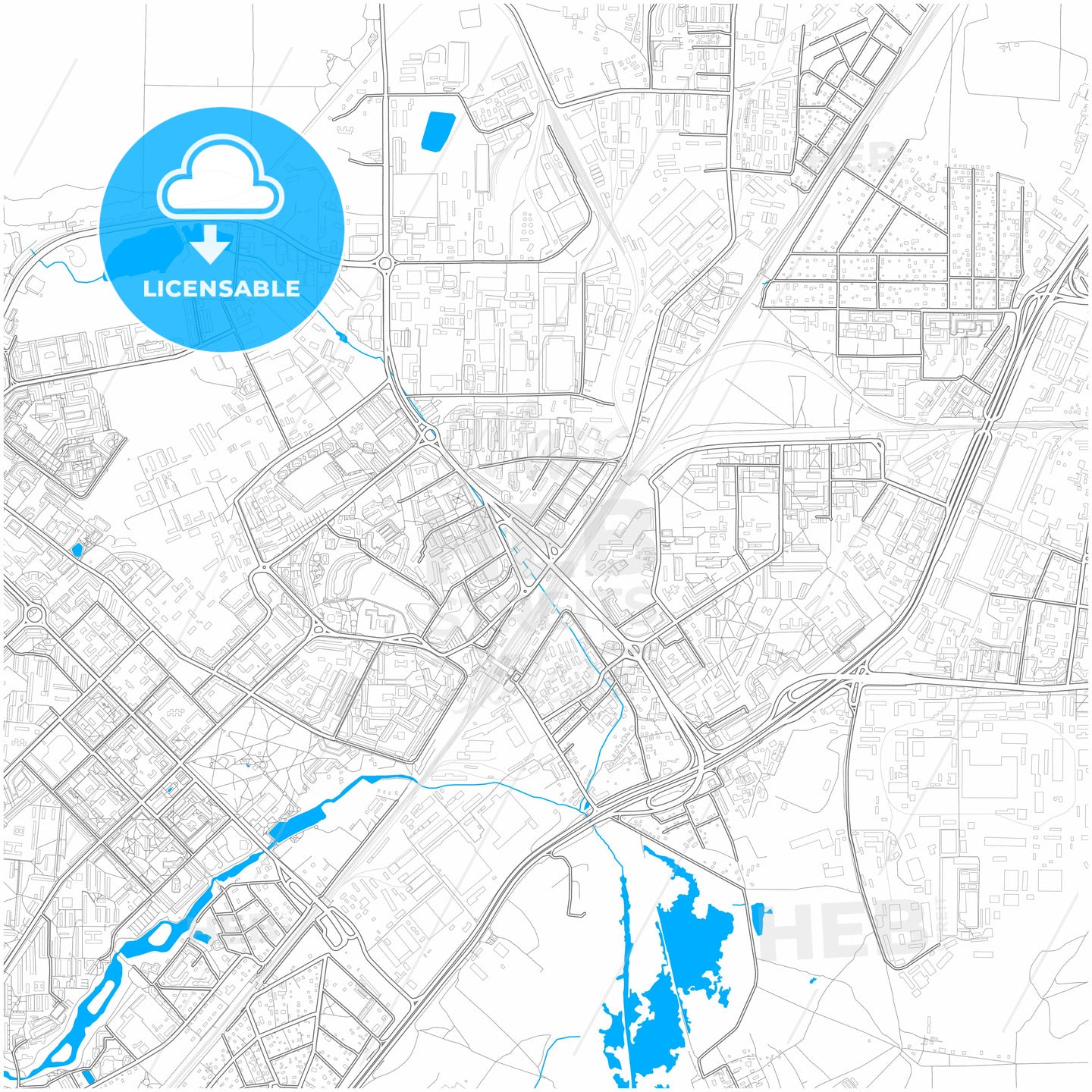 Mytishchi, Moscow Oblast, Russia, city map with high quality roads.