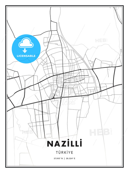 NAZİLLİ / Nazilli, Turkey, Modern Print Template in Various Formats - HEBSTREITS Sketches