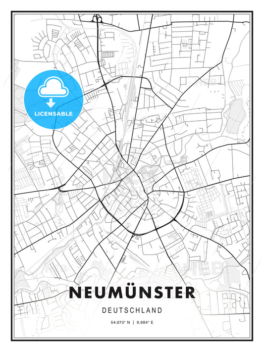 NEUMÜNSTER / Neumunster, Germany, Modern Print Template in Various Formats - HEBSTREITS Sketches