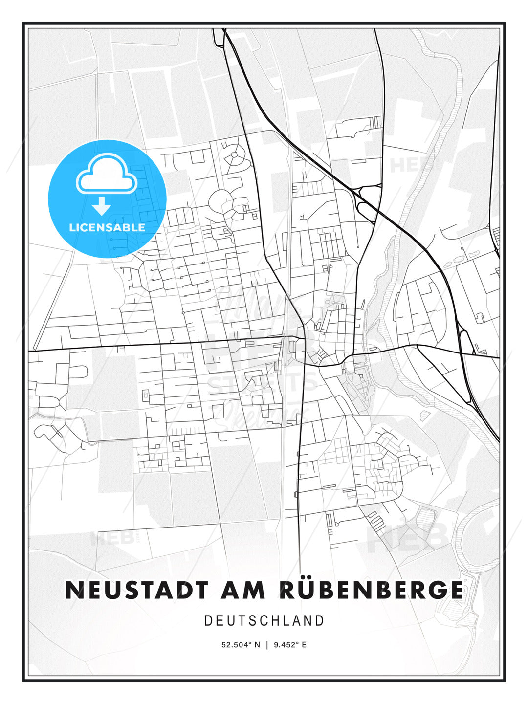 NEUSTADT AM RÜBENBERGE / Neustadt am Rubenberge, Germany, Modern Print Template in Various Formats - HEBSTREITS Sketches