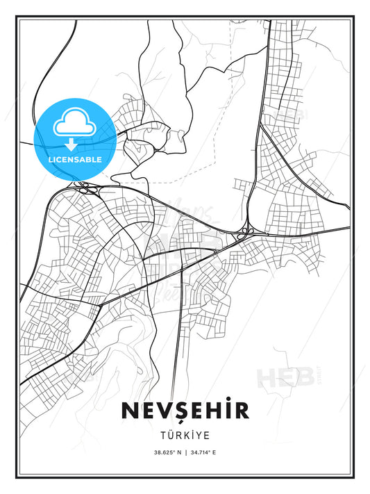 NEVŞEHİR / Nevşehir, Turkey, Modern Print Template in Various Formats - HEBSTREITS Sketches