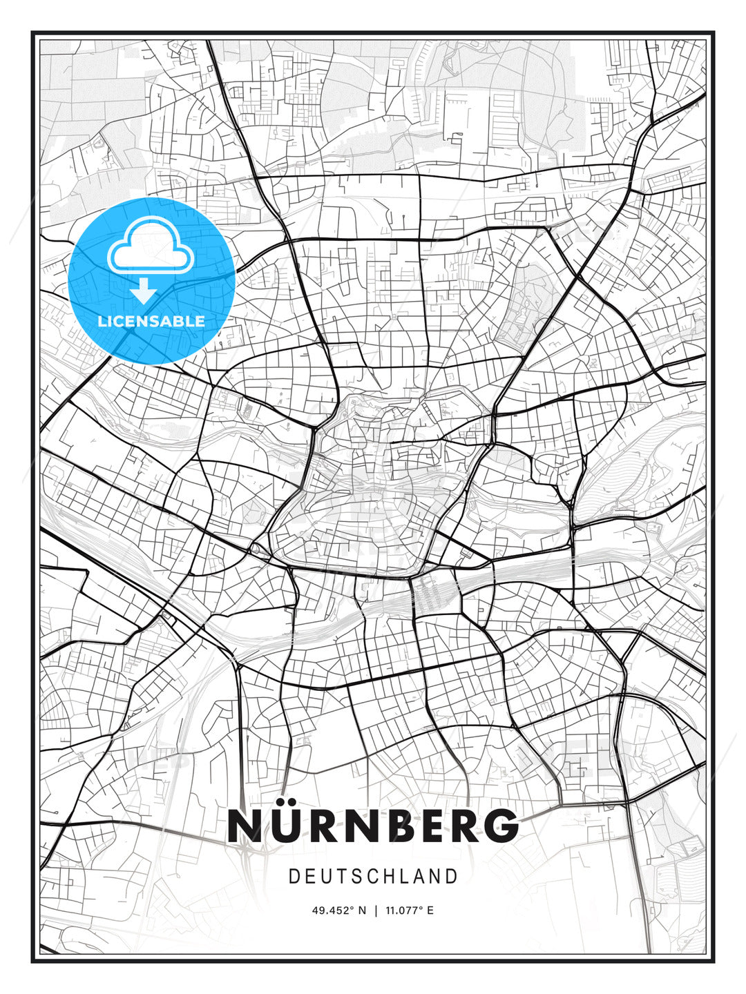 NÜRNBERG / Nurnberg, Germany, Modern Print Template in Various Formats - HEBSTREITS Sketches