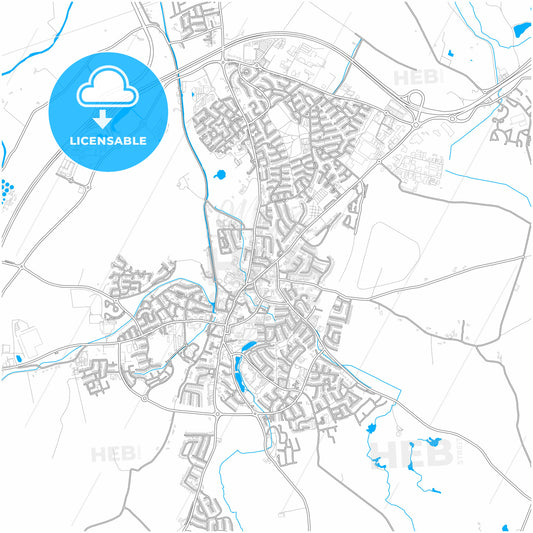 Naas, County Kildare, Ireland, city map with high quality roads.