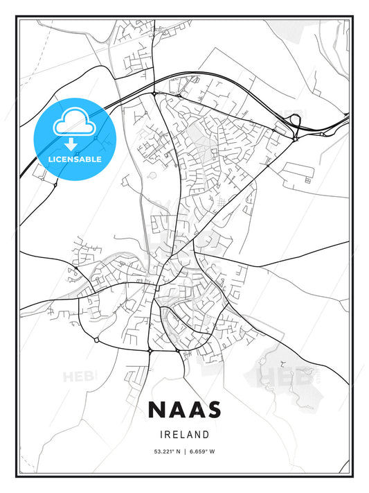 Naas, Ireland, Modern Print Template in Various Formats - HEBSTREITS Sketches