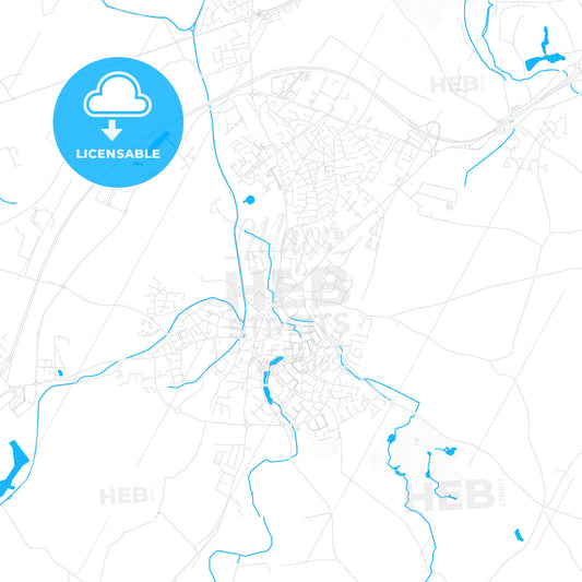 Naas, Ireland PDF vector map with water in focus