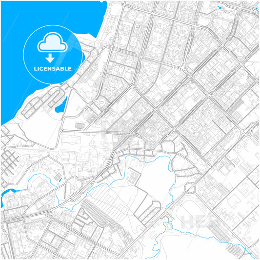 Naberezhnye Chelny, Republic of Tatarstan, Russia, city map with high quality roads.