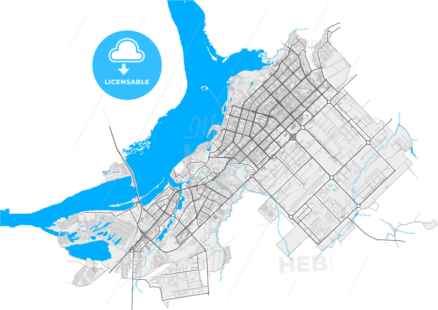 Naberezhnye Chelny, Republic of Tatarstan, Russia, high quality vector map