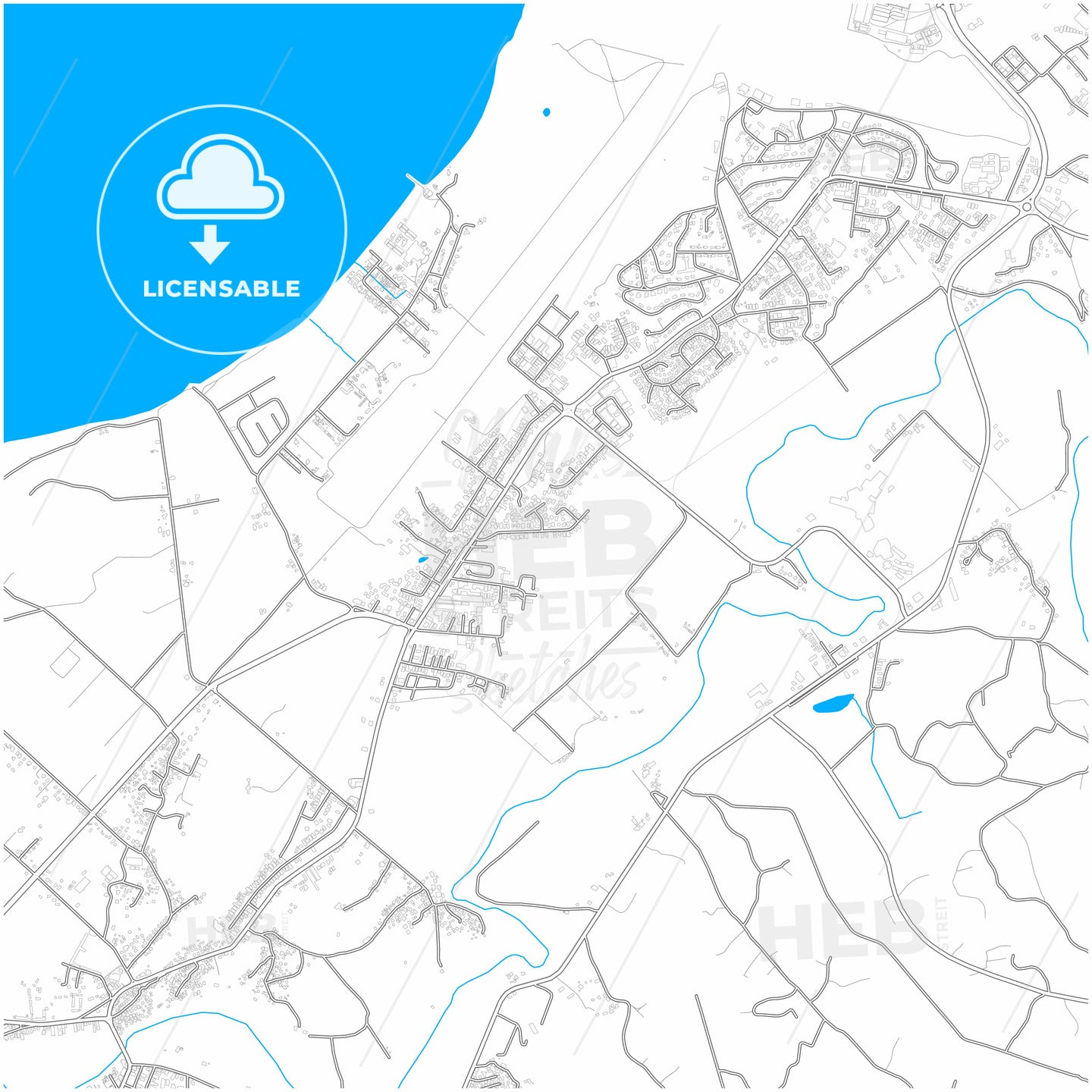 Nadi, Fiji, city map with high quality roads.