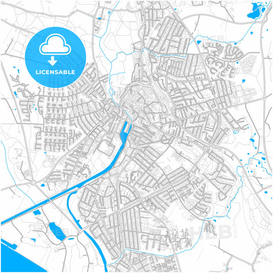 Næstved Municipality, Denmark, city map with high quality roads.