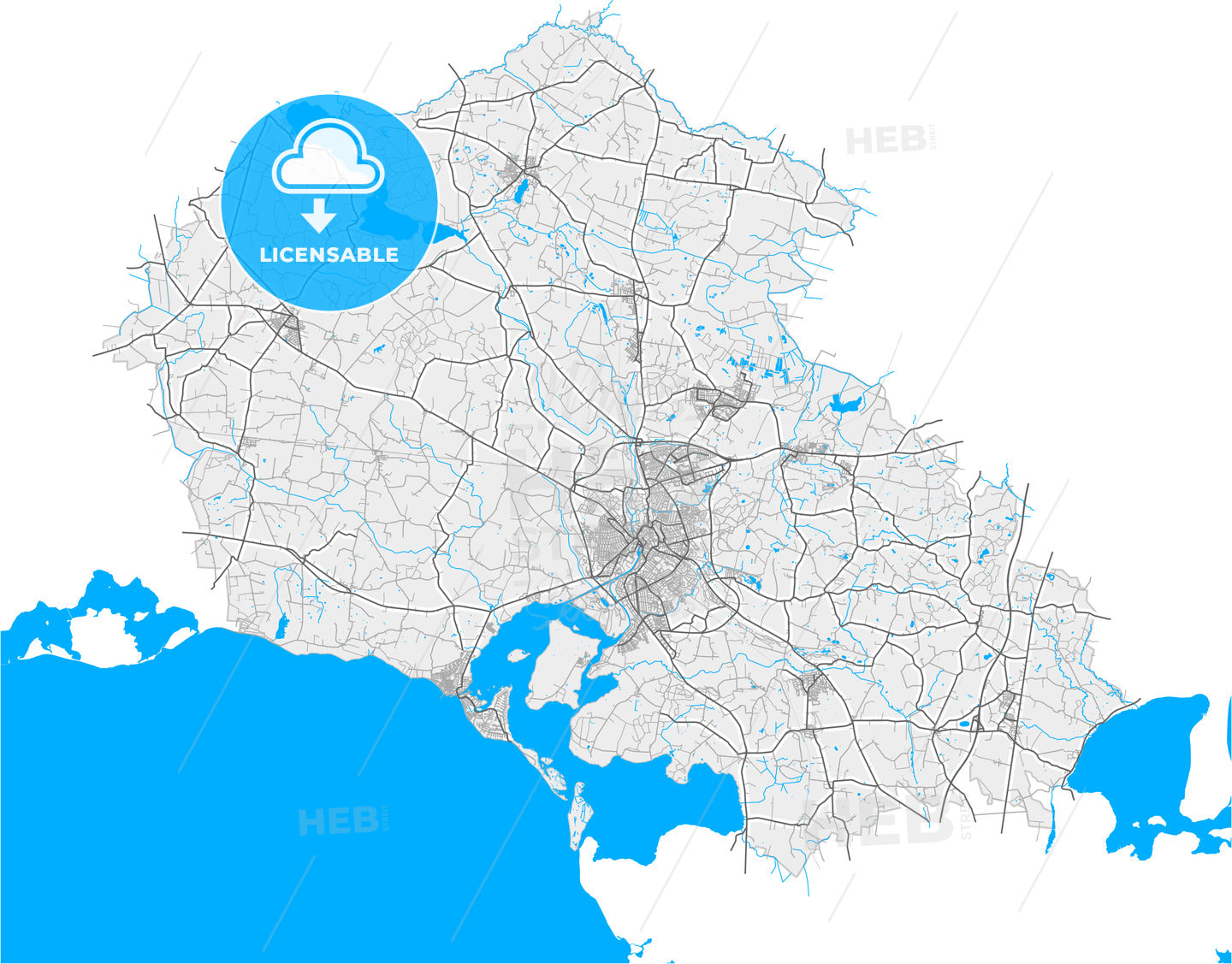 Næstved Municipality, Denmark, high quality vector map