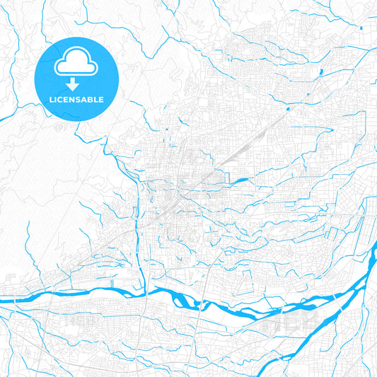 Nagano, Japan PDF vector map with water in focus