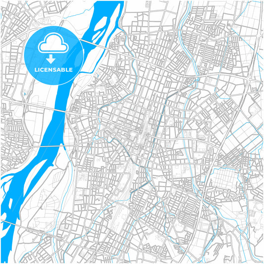 Nagaoka, Niigata, Japan, city map with high quality roads.