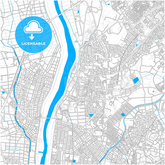 Nagareyama, Chiba, Japan, city map with high quality roads.