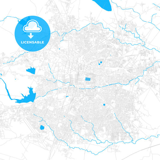 Nagpur, India PDF vector map with water in focus