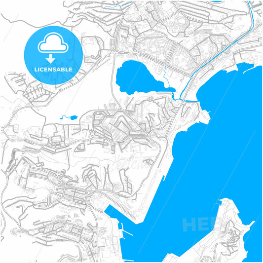 Nakhodka, Primorsky Krai, Russia, city map with high quality roads.