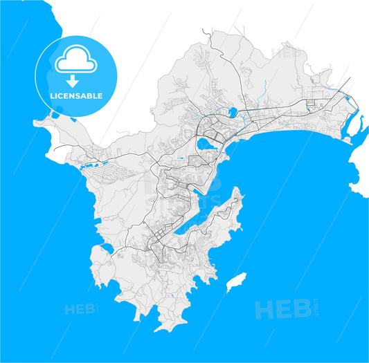 Nakhodka, Primorsky Krai, Russia, high quality vector map