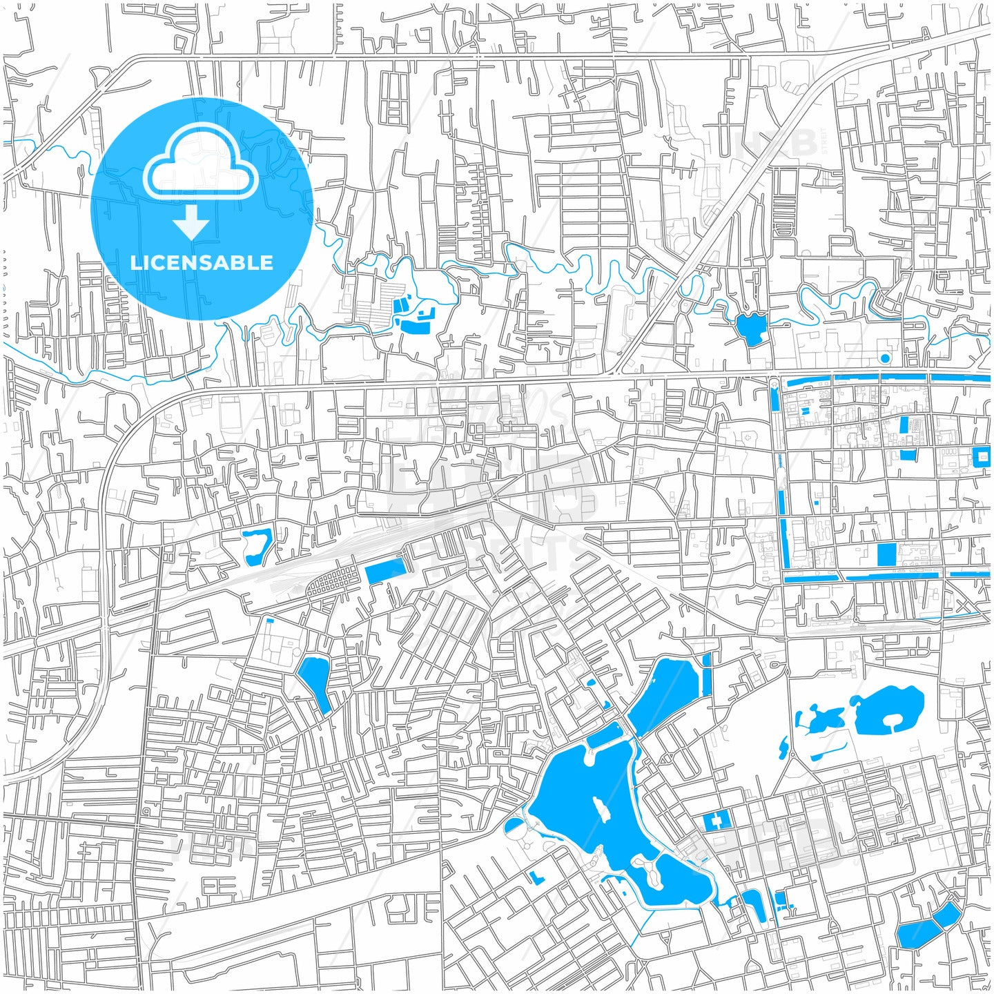 Nakhon Ratchasima, Nakhon Ratchasima, Thailand, city map with high quality roads.