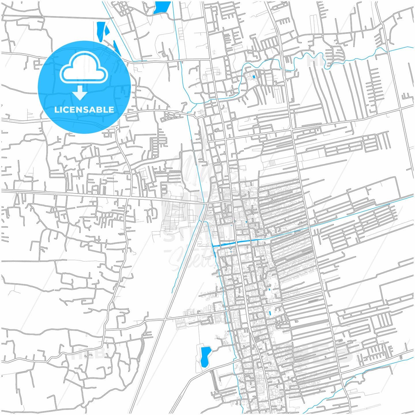 Nakhon Si Thammarat, Nakhon Si Thammarat, Thailand, city map with high quality roads.