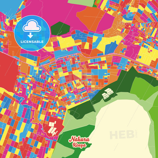 Nakuru, Kenya Crazy Colorful Street Map Poster Template - HEBSTREITS Sketches