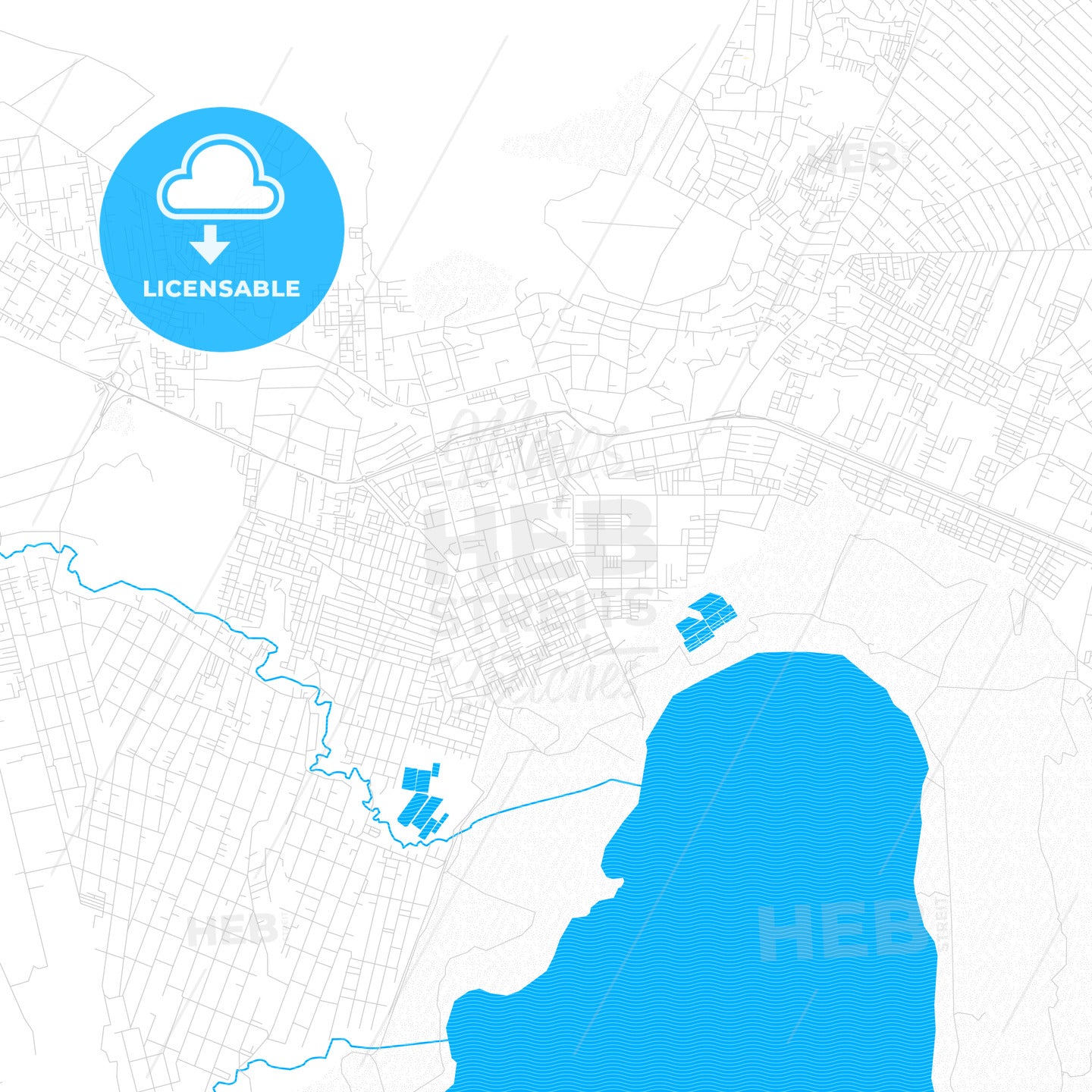 Nakuru, Kenya PDF vector map with water in focus