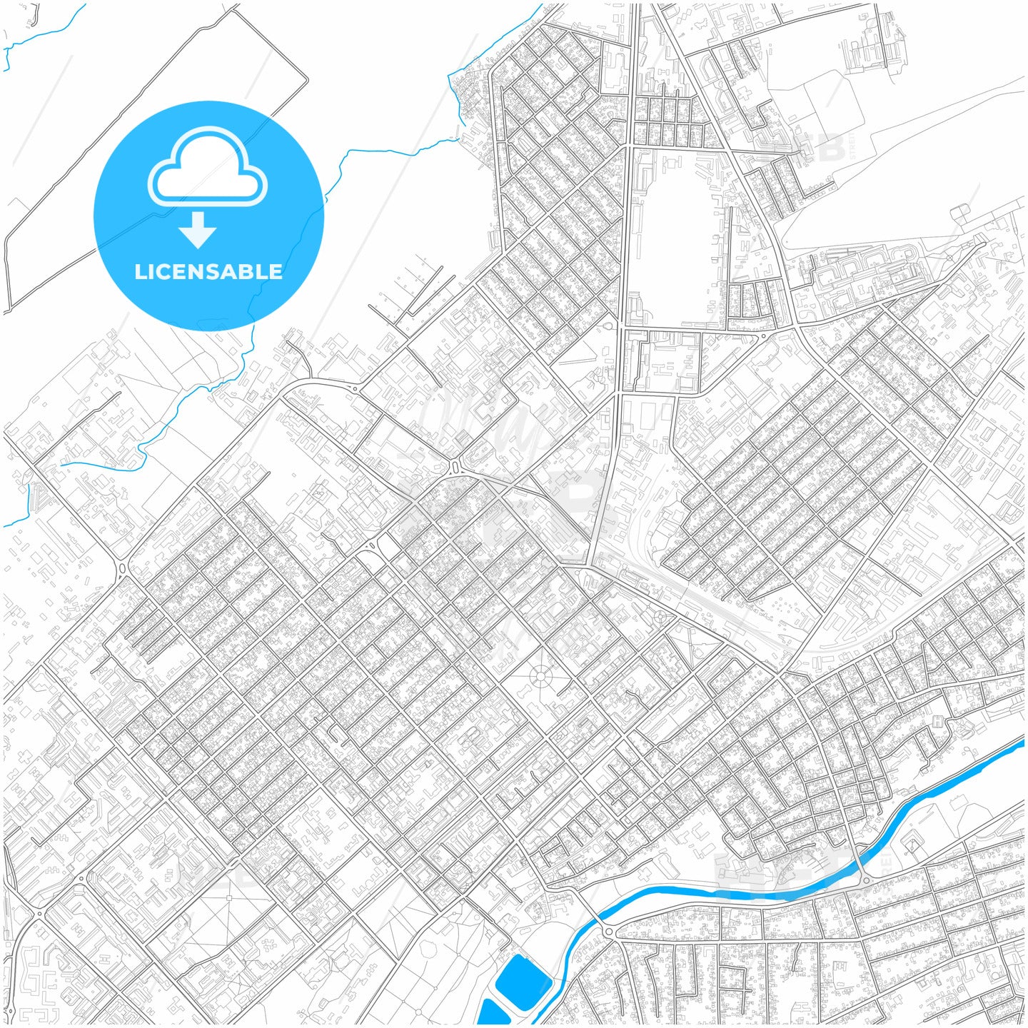 Nalchik, Kabardino-Balkar Republic, Russia, city map with high quality roads.