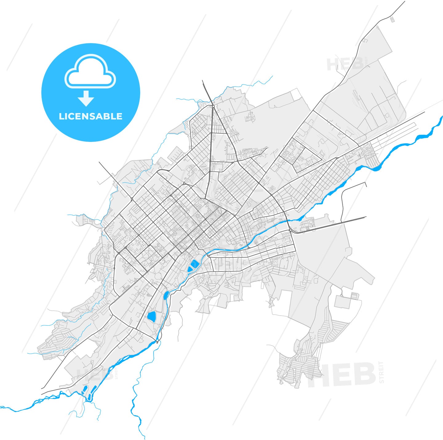 Nalchik, Kabardino-Balkar Republic, Russia, high quality vector map