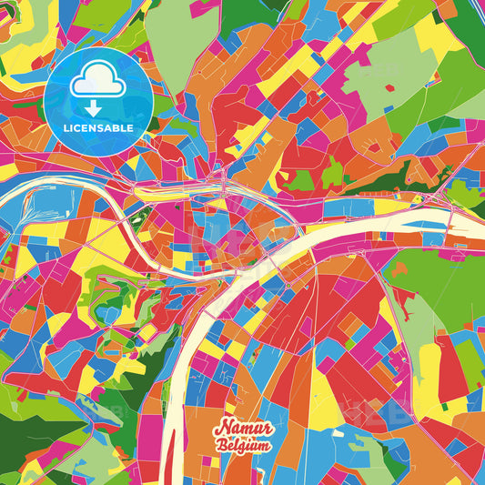 Namur, Belgium Crazy Colorful Street Map Poster Template - HEBSTREITS Sketches