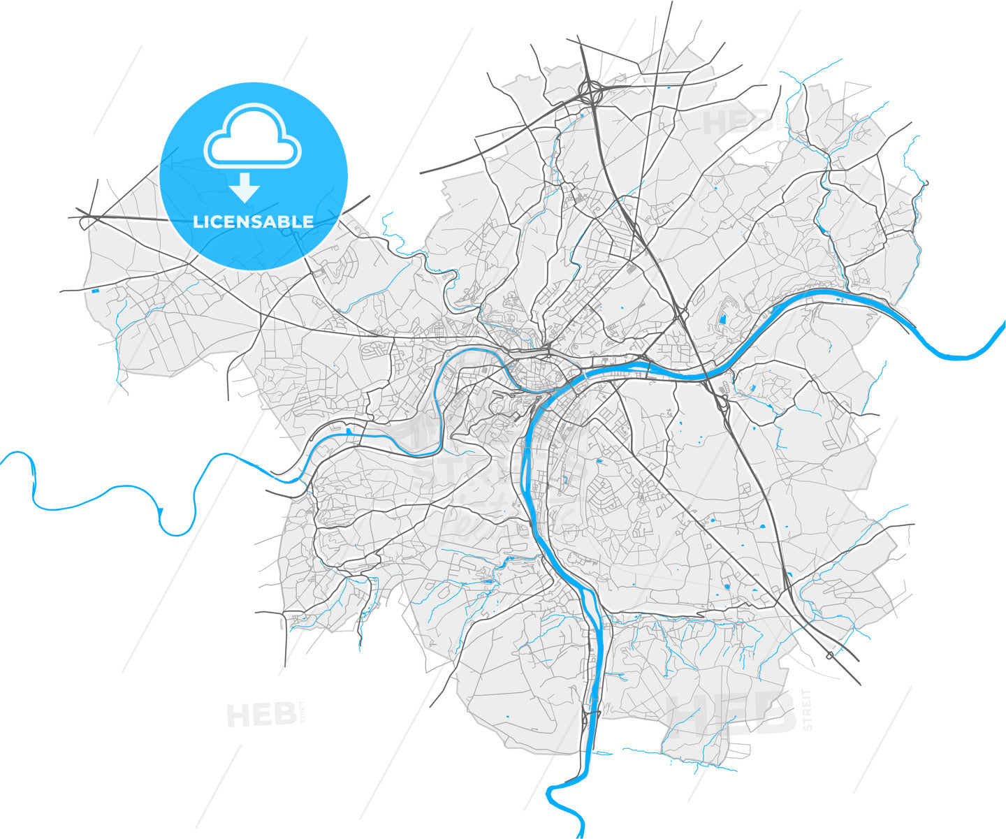 Namur, Namur, Belgium, high quality vector map