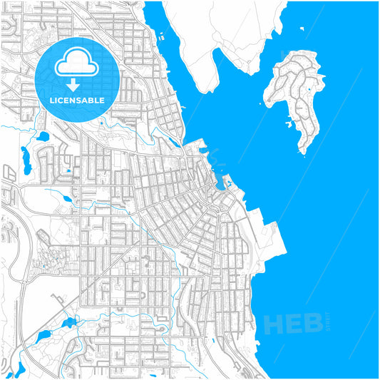 Nanaimo, British Columbia, Canada, city map with high quality roads.