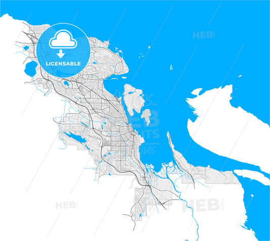 Nanaimo, British Columbia, Canada, high quality vector map