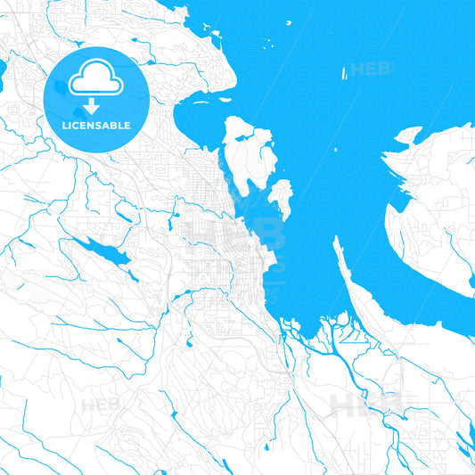 Nanaimo, Canada PDF vector map with water in focus
