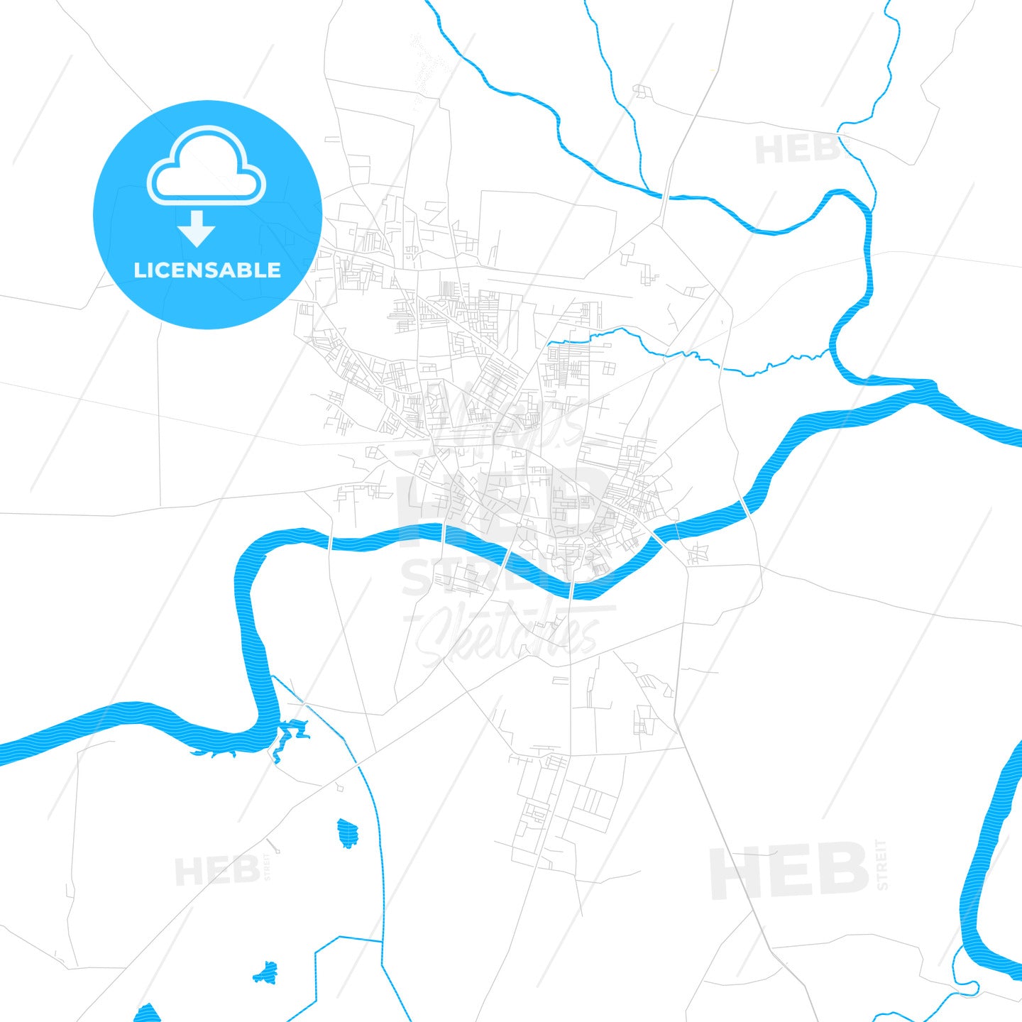 Nanded, India PDF vector map with water in focus