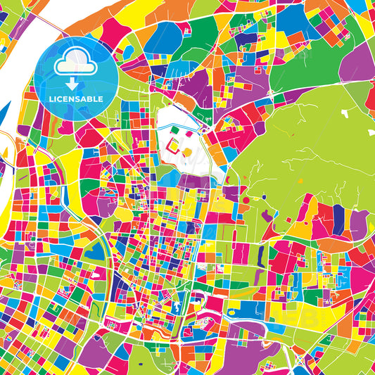 Nanjing, China, colorful vector map