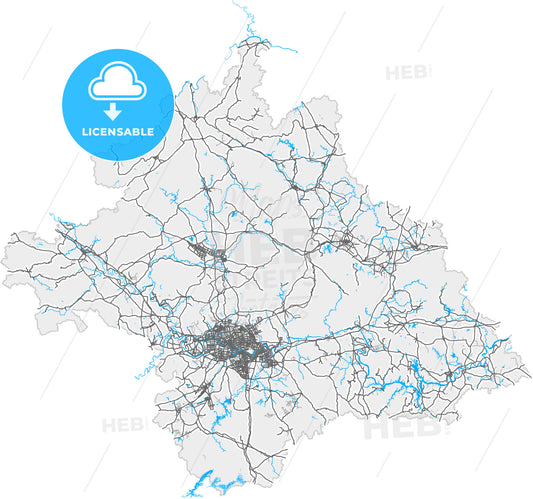 Nanning, Guangxi, China, high quality vector map