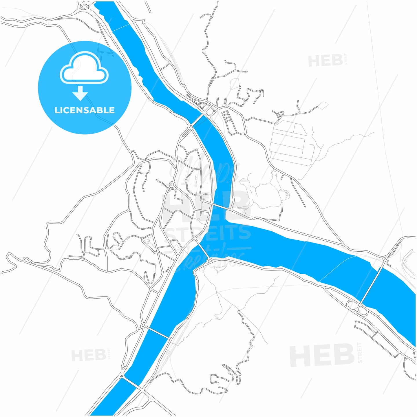 Nanping, Fujian, China, city map with high quality roads.