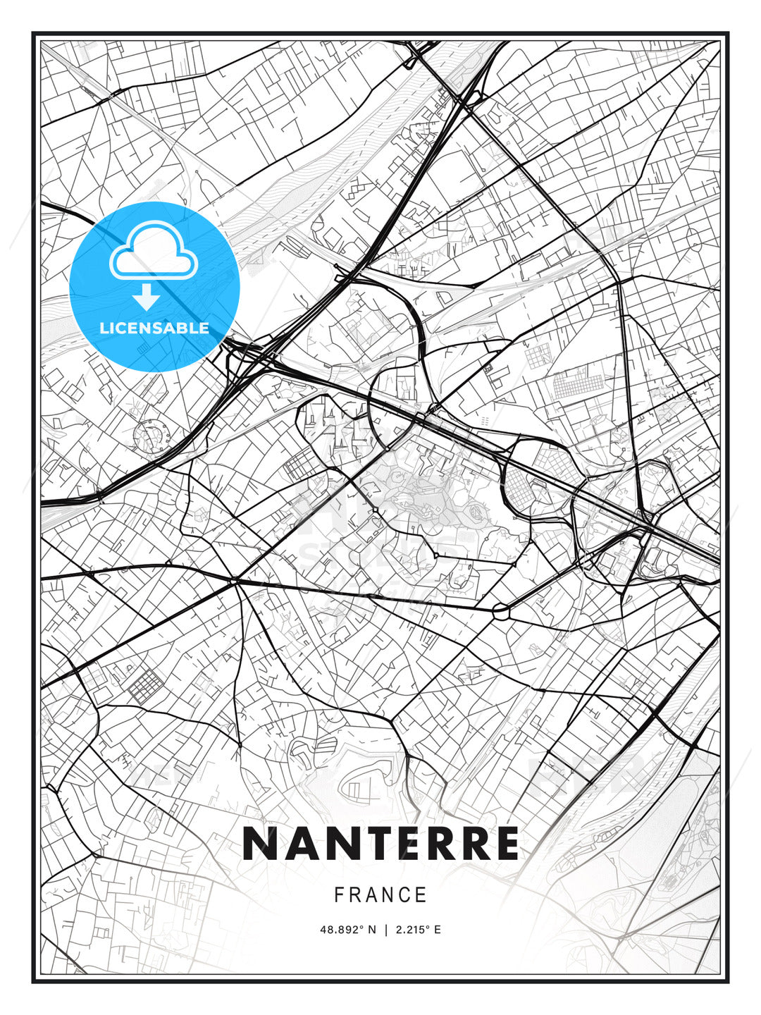 Nanterre, France, Modern Print Template in Various Formats - HEBSTREITS Sketches