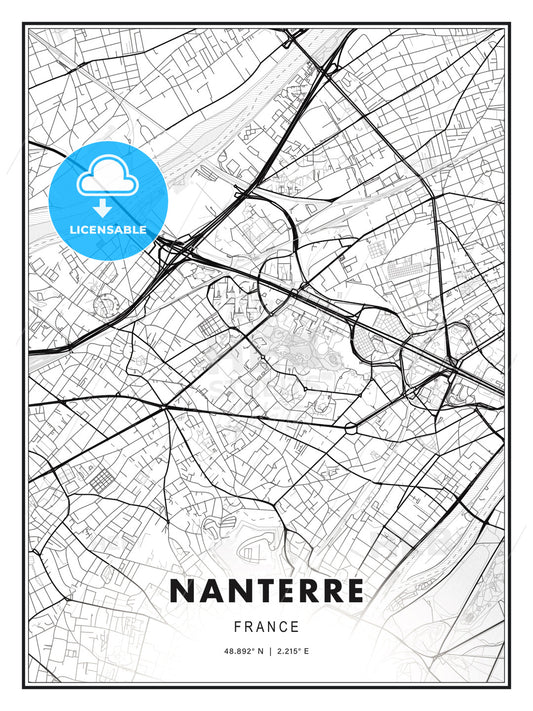 Nanterre, France, Modern Print Template in Various Formats - HEBSTREITS Sketches