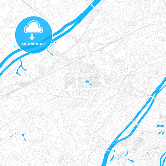 Nanterre, France PDF vector map with water in focus