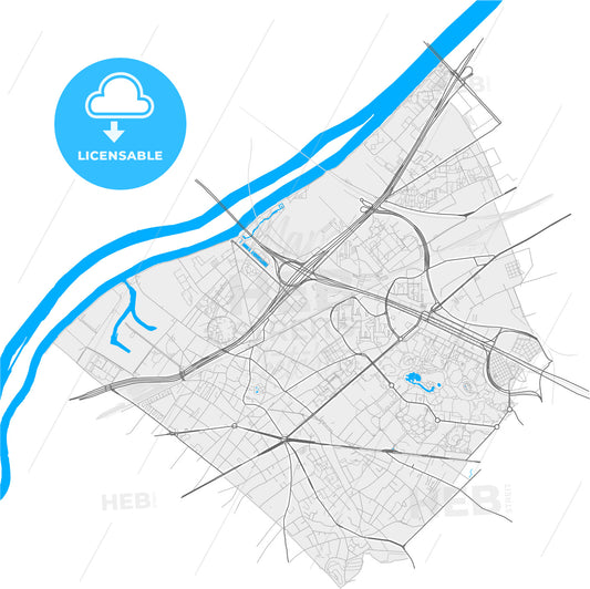 Nanterre, Hauts-de-Seine, France, high quality vector map