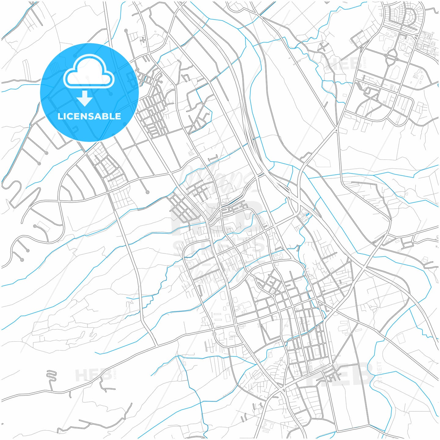 Nantou, Nantou, Taiwan, city map with high quality roads.