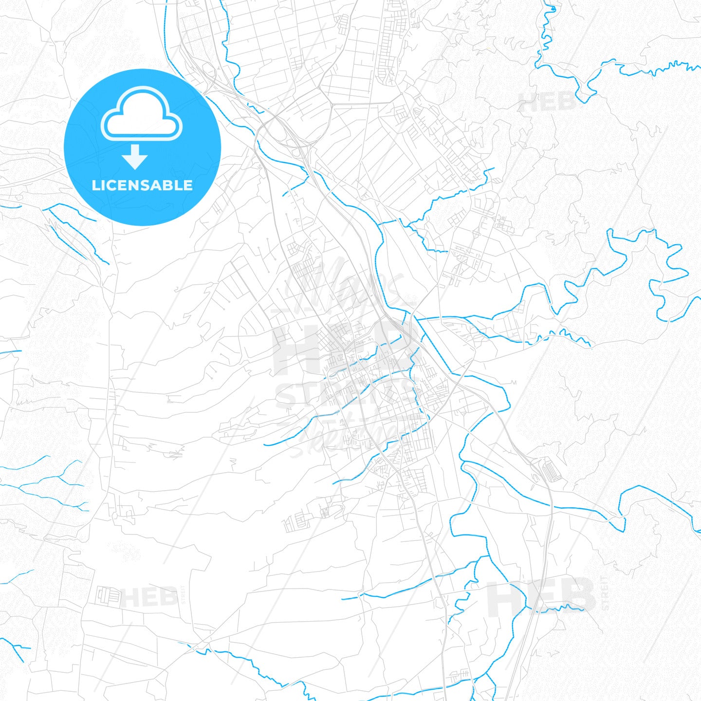 Nantou, Taiwan PDF vector map with water in focus