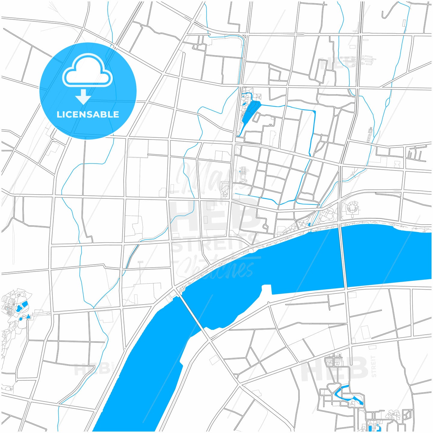 Nanyang, Henan, China, city map with high quality roads.