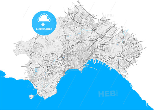 Naples, Campania, Italy, high quality vector map